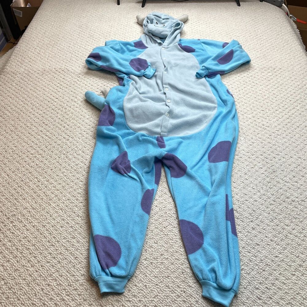 Sweetxin Plush Character PJ One Piece Hooded Size Large Blue Dinosaur New NWT